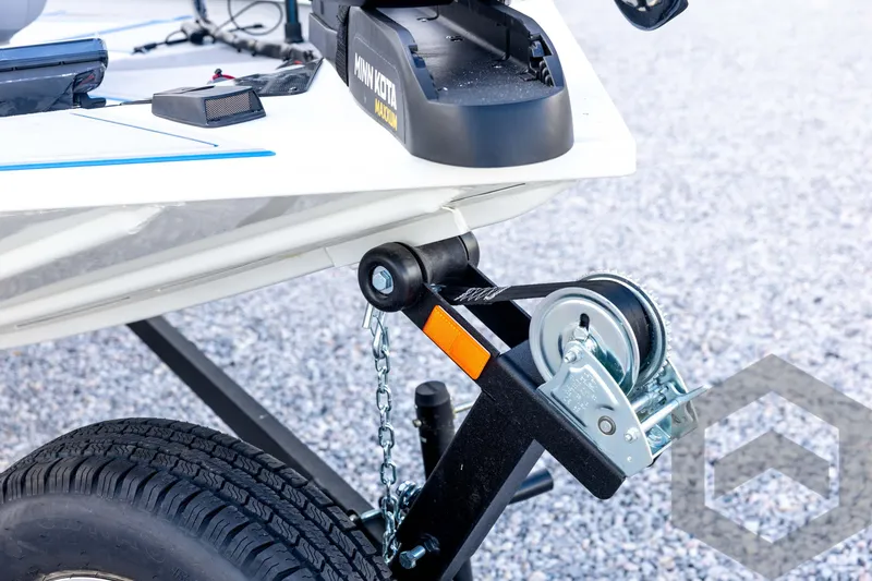 Slide: The Image of 2026 G3 Sportsman 1710 SE boat trailer with Minn Kota motor and winch. - 11