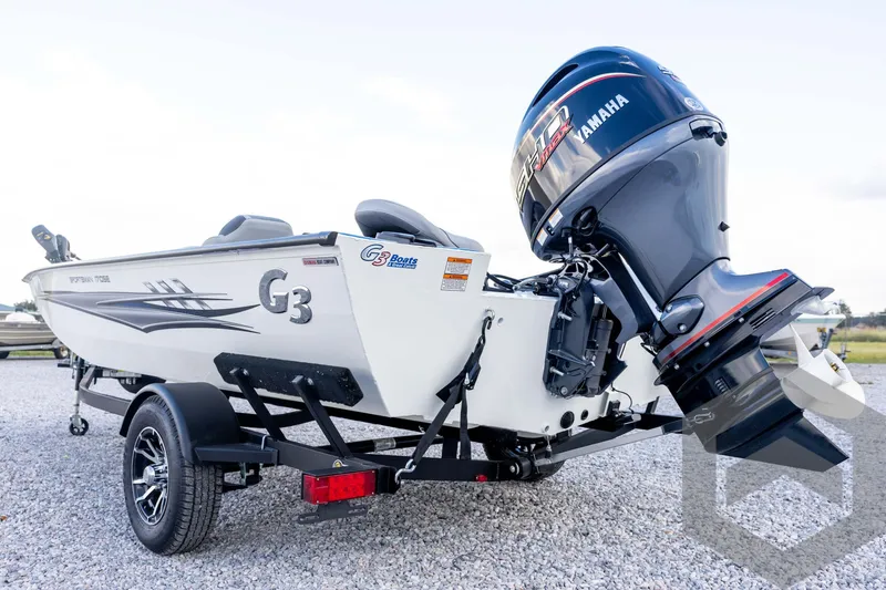 Slide: The Image of 2026 G3 Sportsman 1710 SE boat with Yamaha engine on a trailer. - 22