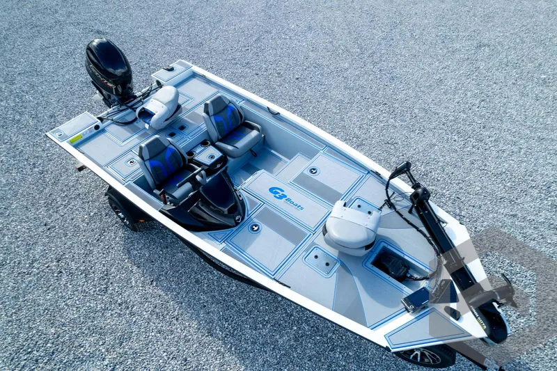 Slide: The Image of 2026 G3 Sportsman 1710 SE fishing boat on gravel, top view. - 77