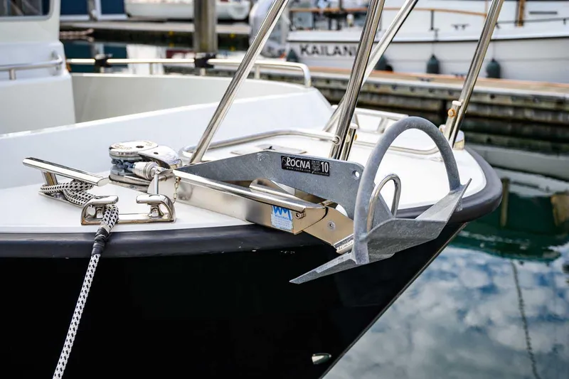 Slide: The Image of Bow of 2019 Targa 27.2 with Rocna anchor at marina. - 15