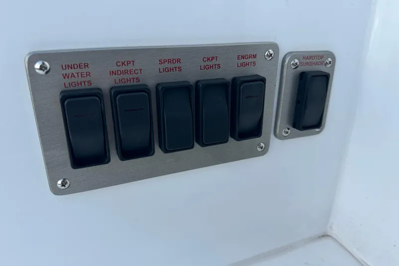 Slide: The Image of Switch panel on 2022 Cruisers Yachts 42 Cantius for various lighting controls. - 40
