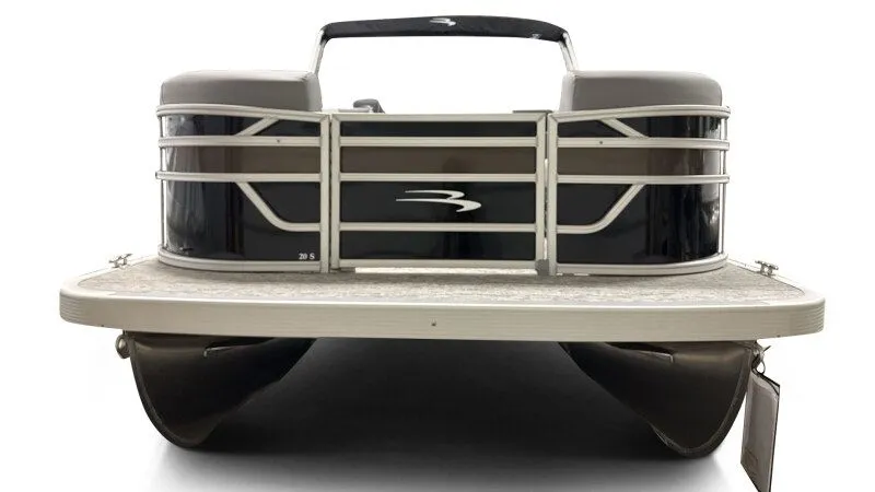 Slide: The Image of 2026 Bennington 20SL pontoon boat, front view, modern design. - 8