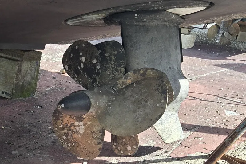 Slide: The Image of 2016 Cruisers Sport Series 45 Cantius boat stern with trim tabs and underwater lights. - 64