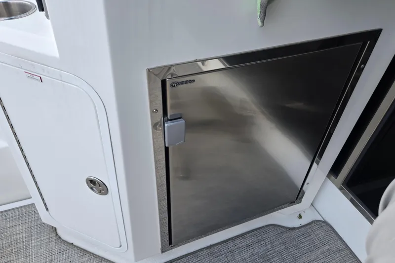 Slide: The Image of 2016 Cruisers Sport Series 45 Cantius yacht with sleek design and sunroof detail. - 72