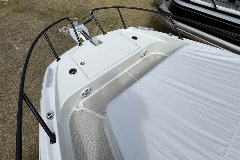 Slide: The Image of 2024 Beneteau Flyer 10 boat deck with railing and seating area. - 6