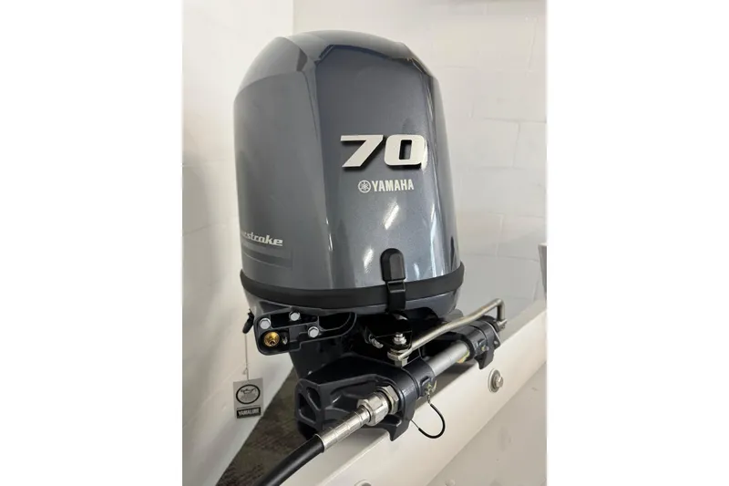 Slide: The Image of Yamaha 70 horsepower outboard motor on 2025 G3 Sportsman 1610 boat. - 3