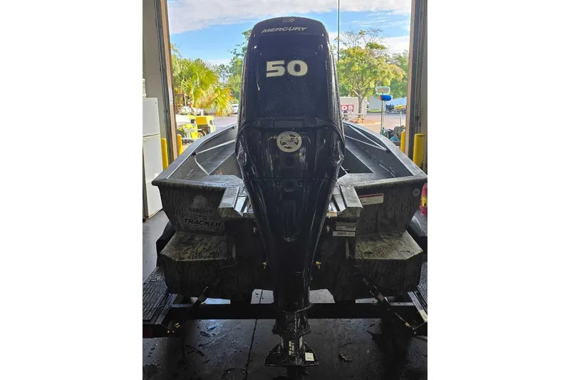 Slide: The Image of 2026 Tracker Grizzly 1650 T Prairie Wings Edition boat with Mercury 50 engine. - 4