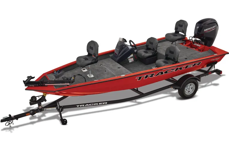 The Image of 2026 Tracker Pro Team 175 Crappie Edition boat on trailer, parked outdoors. - 0