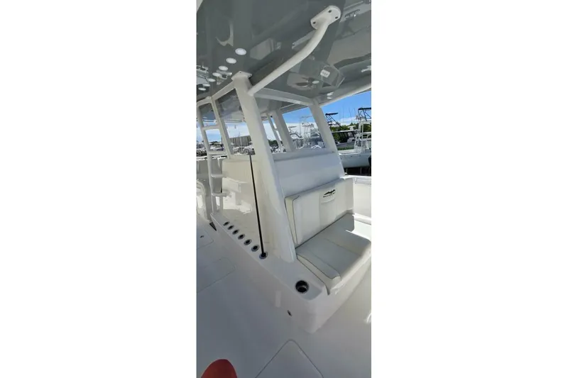 Slide: The Image of 2020 Invincible 35 Catamaran interior with seating and sleek design. - 20