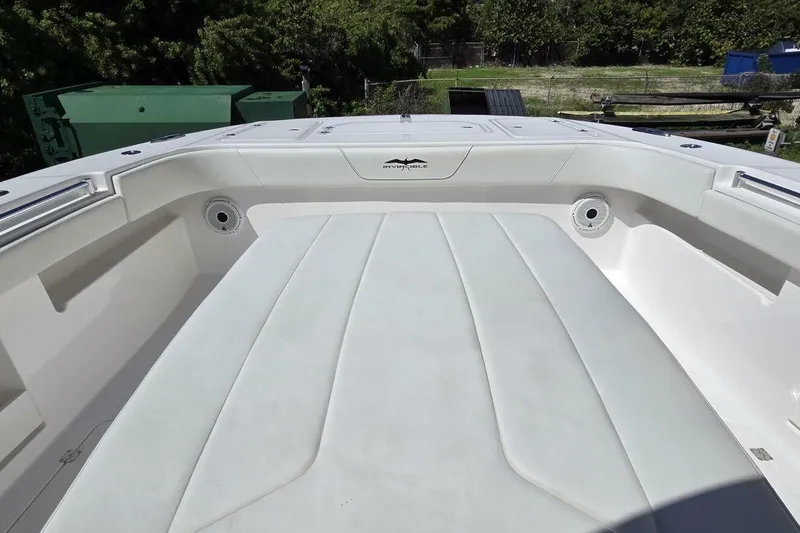 Slide: The Image of 2020 Invincible 35 Catamaran interior, featuring spacious seating and sleek design. - 9