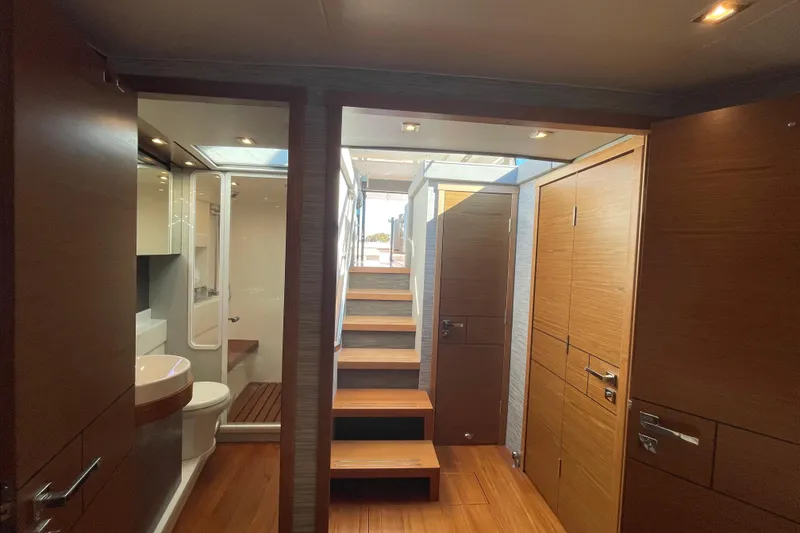 Slide: The Image of Luxurious interior of 2020 Tiara 53C yacht with wooden finishes and modern design. - 26