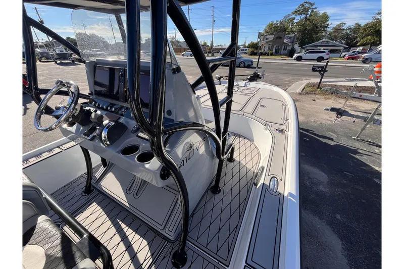 Slide: The Image of 2020 Turner Boatworks 2410 VS center console with modern controls and spacious deck. - 10