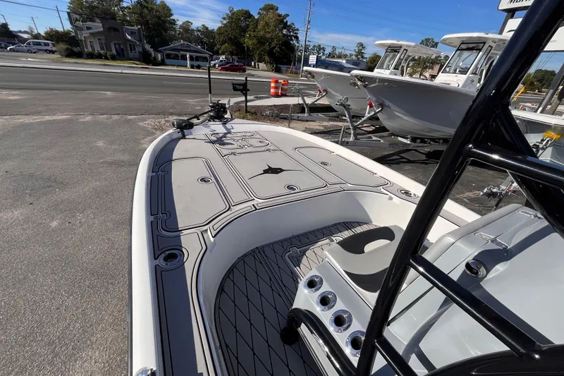 Slide: The Image of 2020 Turner Boatworks 2410 VS on display, showcasing sleek deck design and modern features. - 18