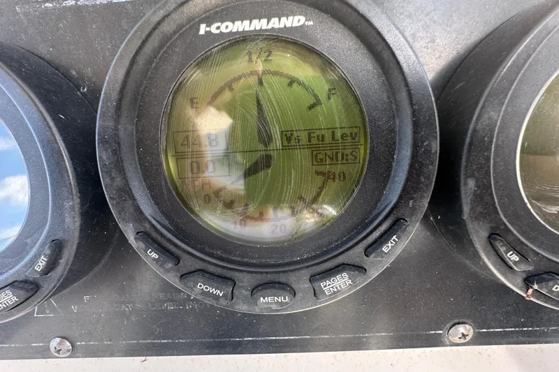 Slide: The Image of Close-up of I-Command gauge on 2001 Boston Whaler 23 Conquest boat dashboard. - 41