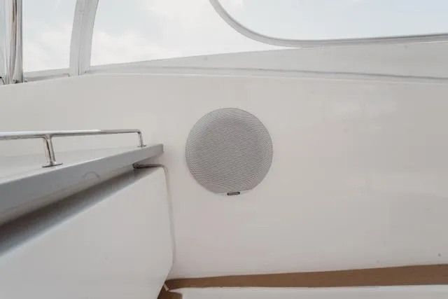 Slide: The Image of Speaker on 2017 Leopard 51 Powercat yacht, white interior detail. - 18