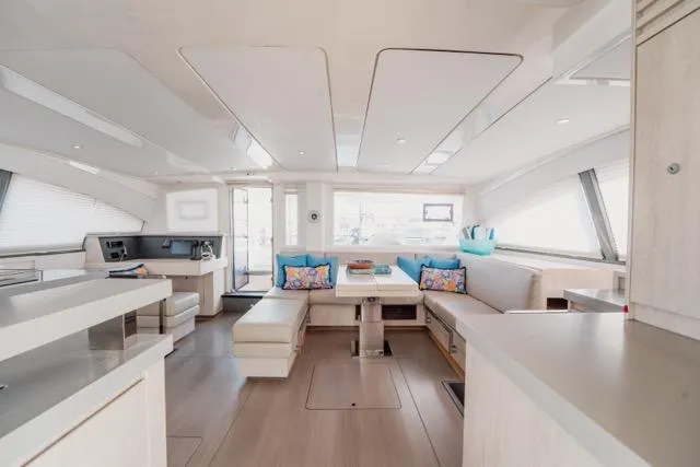 Slide: The Image of Luxurious interior of 2017 Leopard 51 Powercat yacht with modern furnishings and spacious layout. - 89