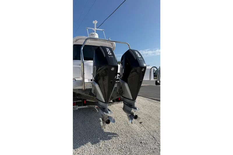 Slide: The Image of 2023 Axopar 37 XC CROSS CABIN with dual 400 V8 outboard engines. - 12