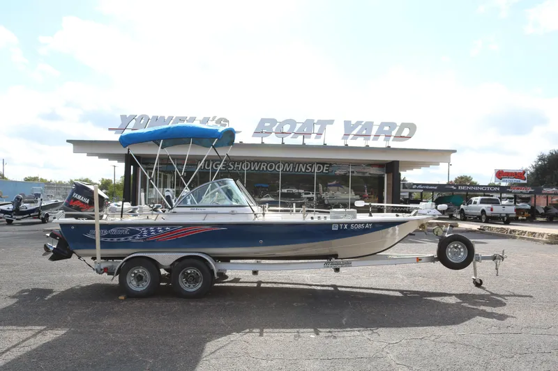 Slide: The Image of 2008 Blue Wave 220 Deluxe Pro boat on trailer at Yowell's Boat Yard. - 7