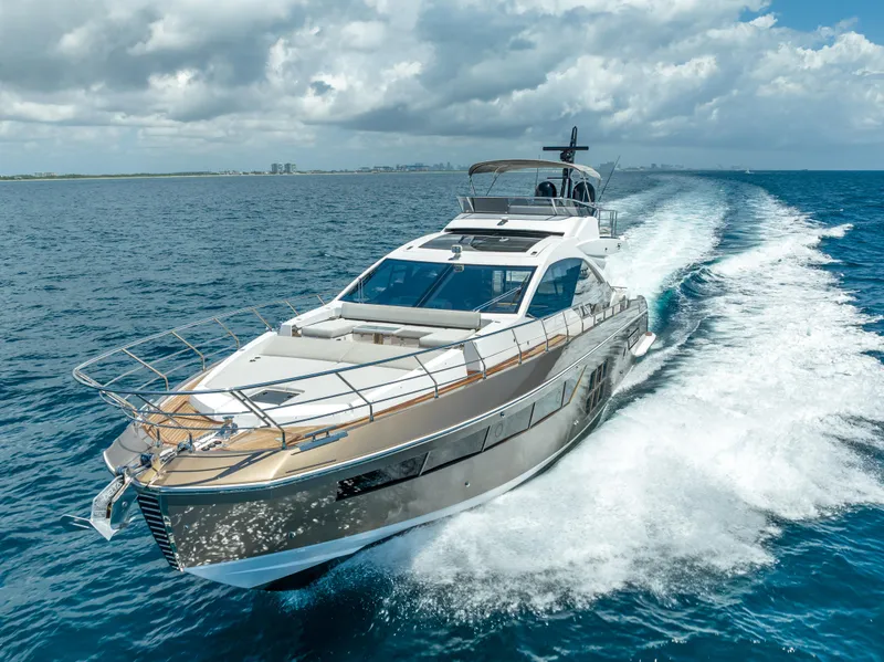 Slide: The Image of Azimut S7 Yacht 2018 cruising on open sea, aerial view. - 5