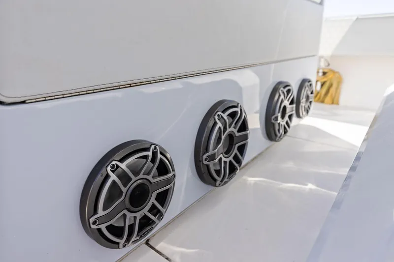 Slide: The Image of Speakers on a 2022 Contender 44 CB boat, showcasing sleek marine audio design. - 30