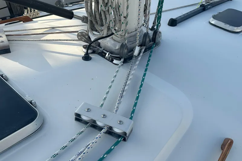 Slide: The Image of Deck of 1984 C&C 41 sailboat with rigging and ropes. - 21