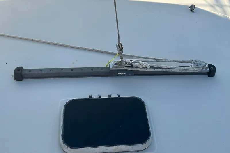 Slide: The Image of Deck of 1984 C&C 41 sailboat with rigging and hatch. - 23