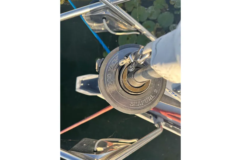 Slide: The Image of Close-up of a 1984 C&C 41 yacht's rigging component, labeled "SeaFurl 2." - 30
