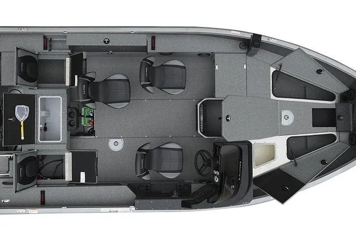 Slide: The Image of 2026 Lund 1875 Impact XS SS boat on trailer, parked outdoors on a cloudy day. - 3
