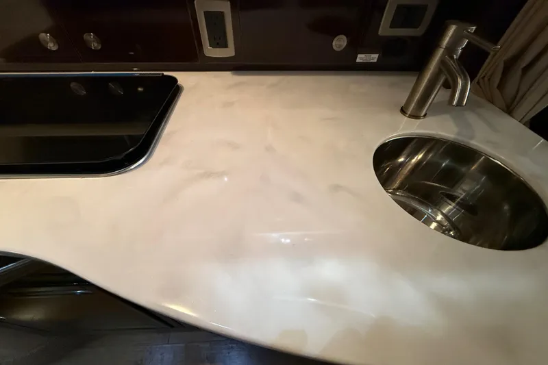 Slide: The Image of Luxurious interior of 2017 Sea Ray Sundancer 330 yacht with cozy seating and elegant design. - 57