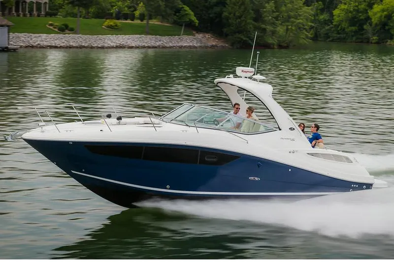 Slide: The Image of Manufacturer Provided Image: 2017 Sea Ray Sundancer 330 helm with navigation and control systems. - 86