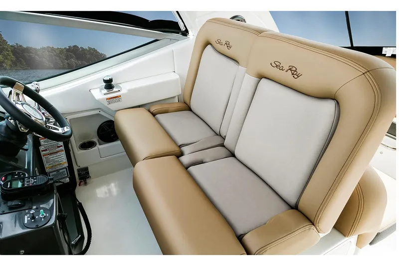 Slide: The Image of Manufacturer Provided Image: 2017 Sea Ray Sundancer 330 interior with modern wood finishes and cozy seating area. - 92