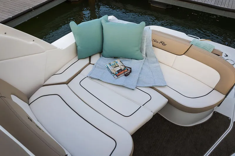 Slide: The Image of Manufacturer Provided Image: Luxurious interior of 2017 Sea Ray Sundancer 330 yacht with cozy seating and modern decor. - 93