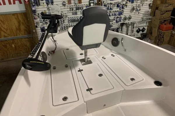 Slide: The Image of 2018 Scarab SB1195 Open boat interior with seat and storage compartments. - 10