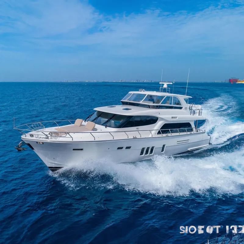 The Image of Luxurious 2019 Regency P65 yacht cruising on open blue sea. - 0