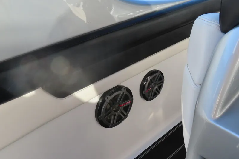 Slide: The Image of Interior of 2017 Mystic M4200 boat with JL Audio speakers. - 16