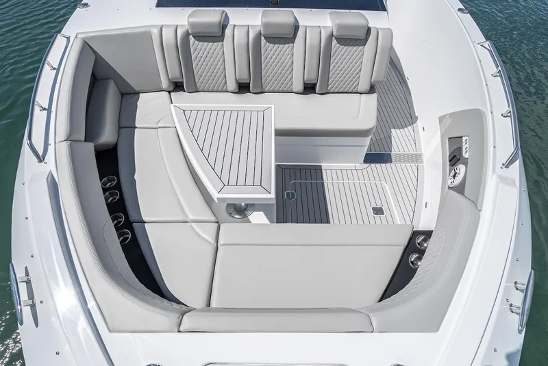 Slide: The Image of 2024 Cruisers Yachts 50 GLS boat with spacious seating and modern design. - 20
