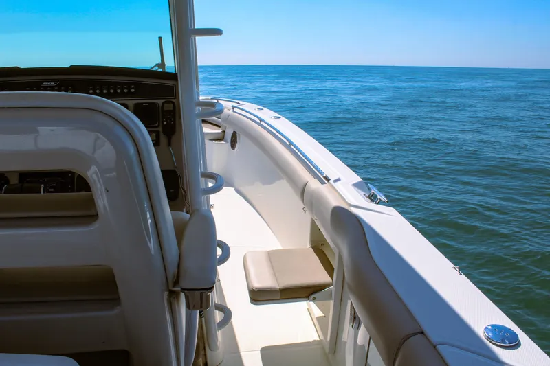Slide: The Image of 2017 Boston Whaler 330 Outrage boat interior with ocean view. - 8