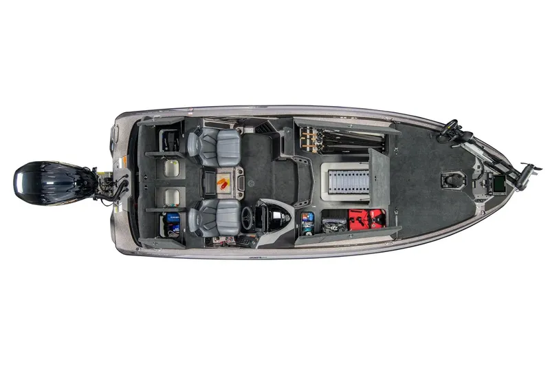 Slide: The Image of Manufacturer Provided Image: Top view of 2026 Skeeter ZXR20 SE fishing boat with organized storage compartments. - 16