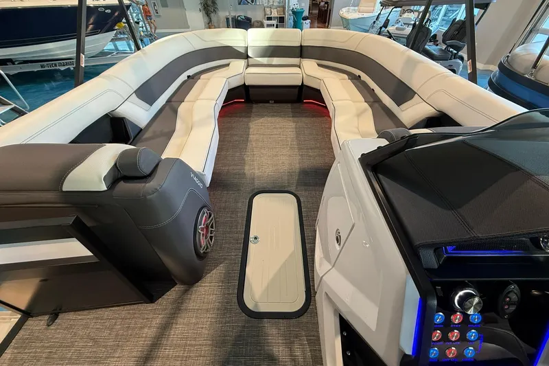 Slide: The Image of Luxurious interior of 2026 Viaggio Diamante Q boat with spacious seating and modern dashboard. - 4
