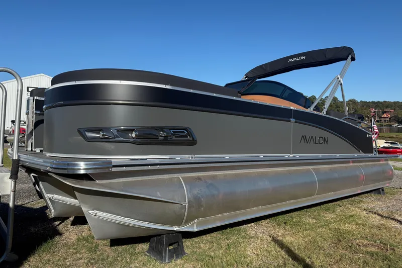 The Image of 2026 Avalon Catalina Cruise Rear Bench Windshield pontoon boat on display outdoors. - 0