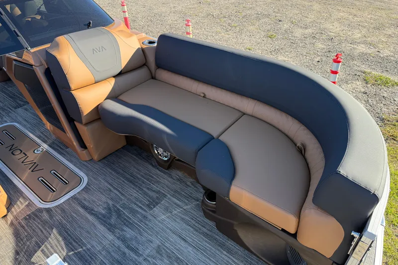 Slide: The Image of 2026 Avalon Catalina Cruise Rear Bench Windshield with luxurious seating and modern design. - 6