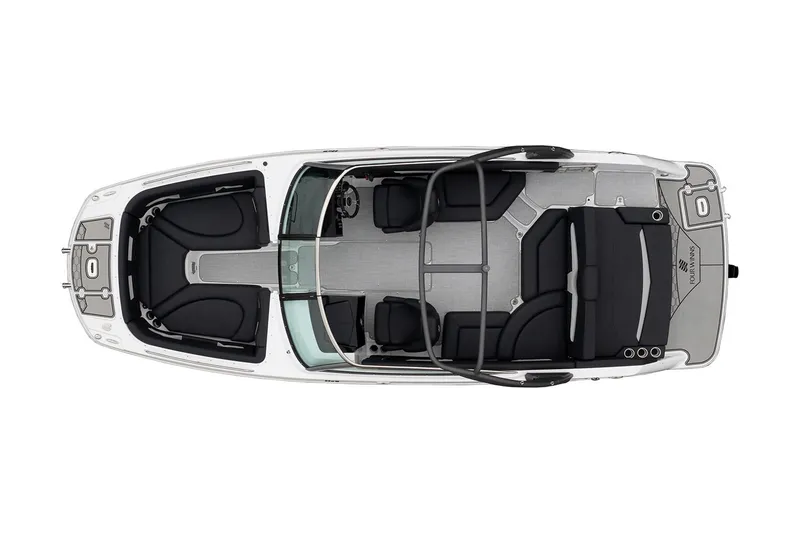 Slide: The Image of 2026 Four Winns HD5 boat interior with luxurious brown leather seating. - 14