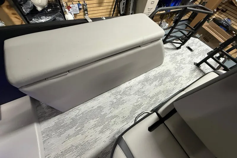 Slide: The Image of 2026 Sylvan L-3 CLZ DH boat interior with cushioned seating and modern design. - 15