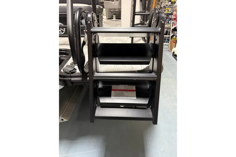 Slide: The Image of 2026 Sylvan L-3 CLZ DH boat ladder, black metal, folded, indoor display. - 29