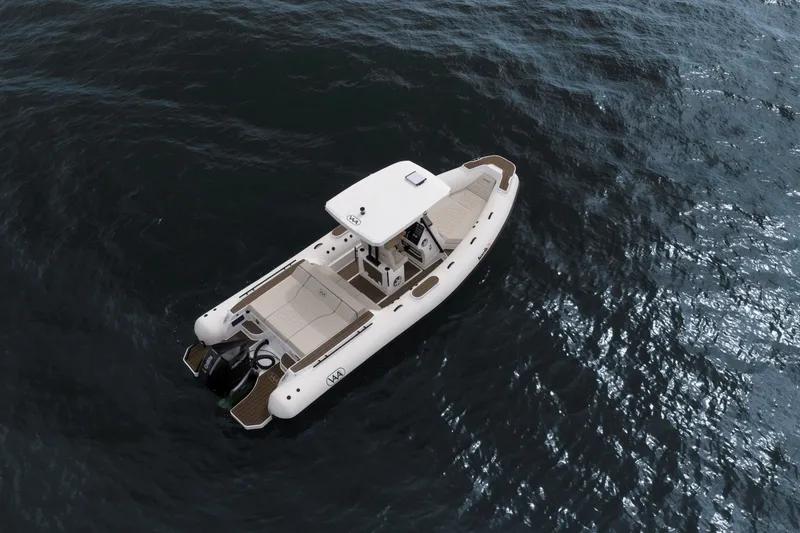 Slide: The Image of Aerial view of 2026 Aqvaboats Luxrib 25 on open water. - 29