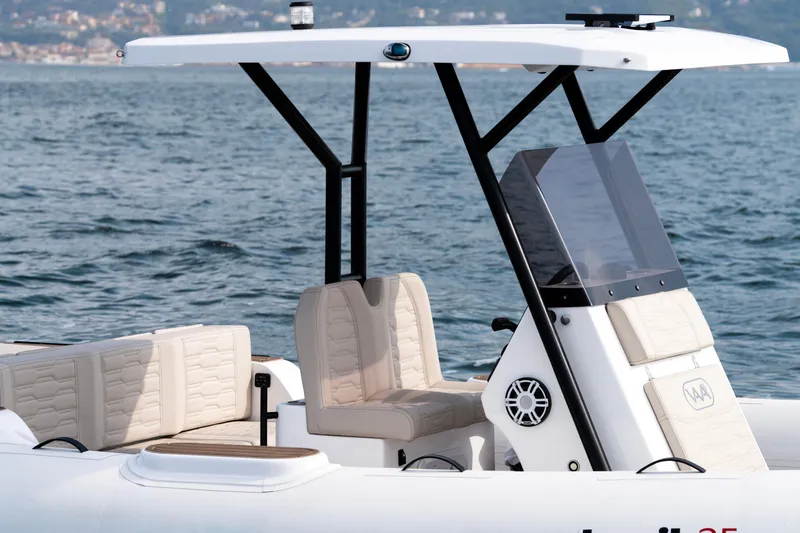 Slide: The Image of 2026 Aqvaboats Luxrib 25 with sleek design and comfortable seating on open water. - 37