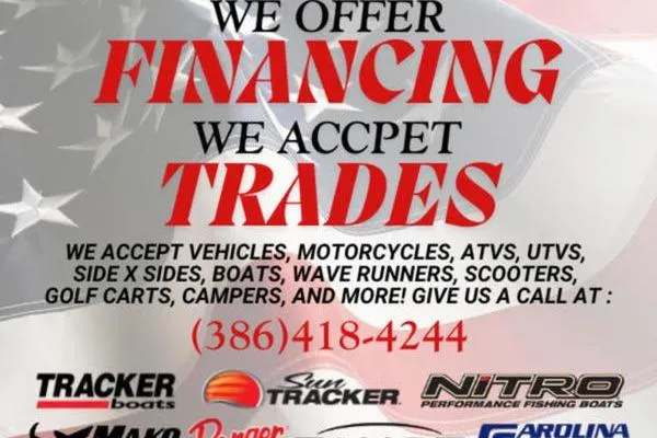 Slide: The Image of 2026 Tracker Bass Tracker Classic CC financing and trade options available, call (386) 418-4244. - 14