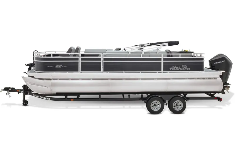 Slide: The Image of Ruler on Sun Tracker Sportfish 24 XP3 boat deck, 2026 model, with cup holders. - 24
