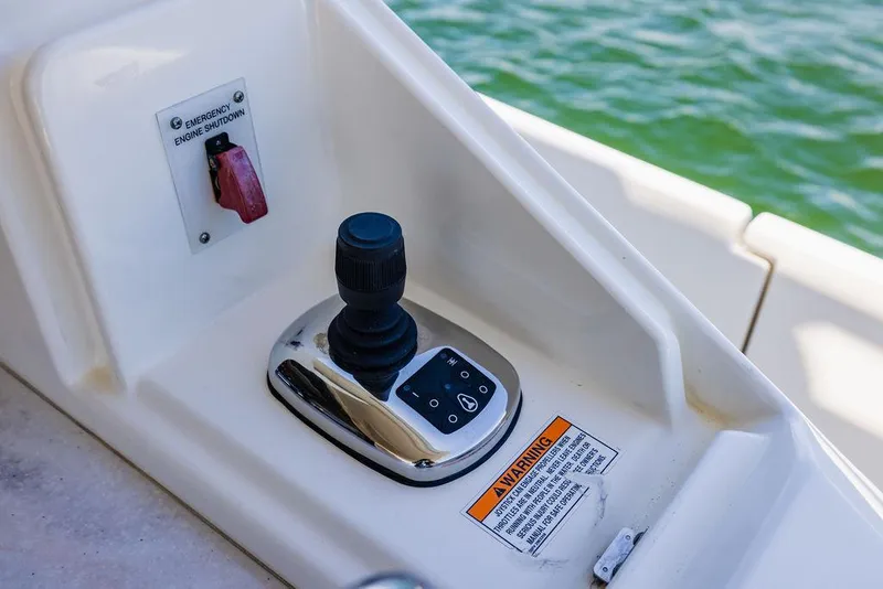 Slide: The Image of Joystick control panel on 2016 Sea Ray L650 Fly yacht. - 6