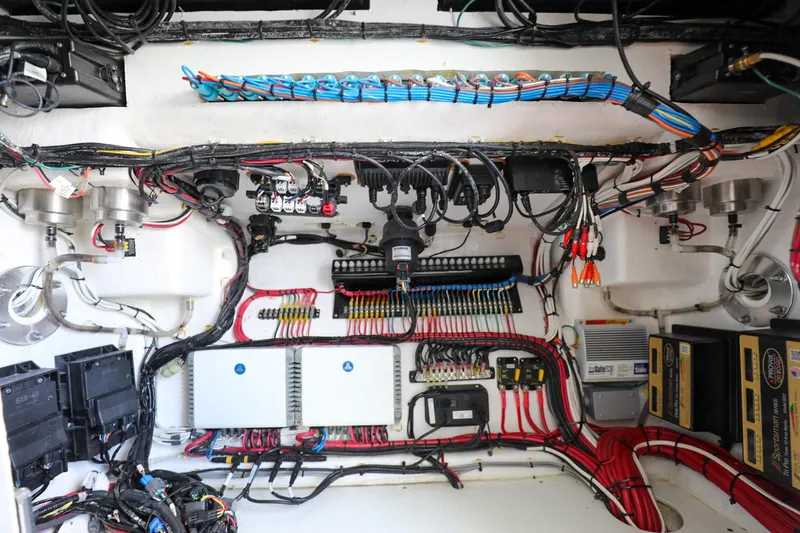 Slide: The Image of Electrical system of a 2023 Contender 44 ST boat, showcasing wiring and components. - 30